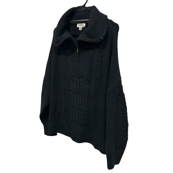 Nili Lotan x Target NEW Black Cable Knit Quarter Zip Sweater Size 2X - Picture 4 of 9